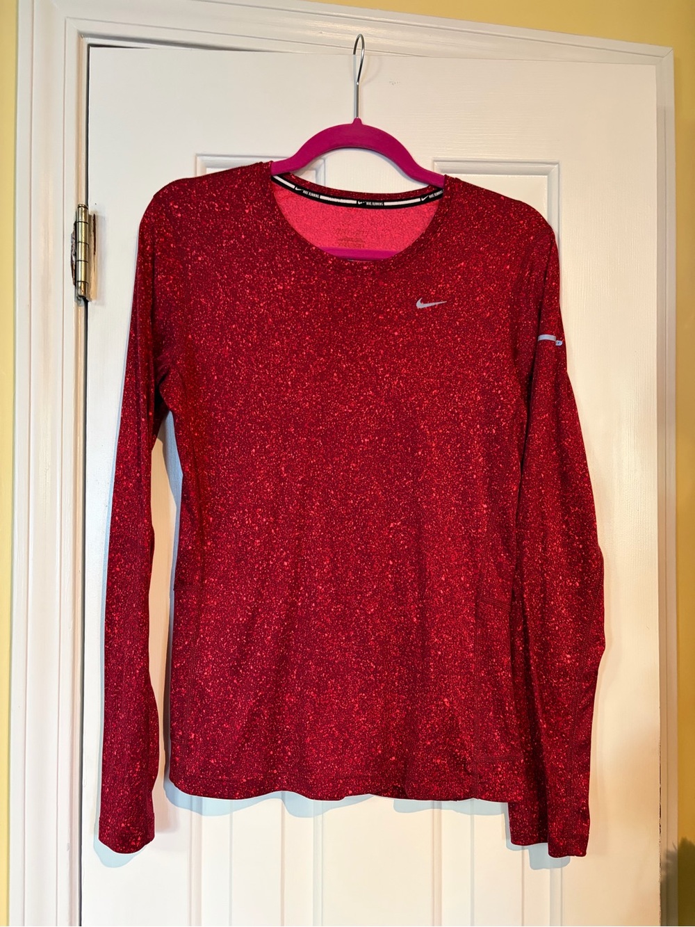 Nike Dri Fit Long-Sleeve Red & Pink Athletic Top